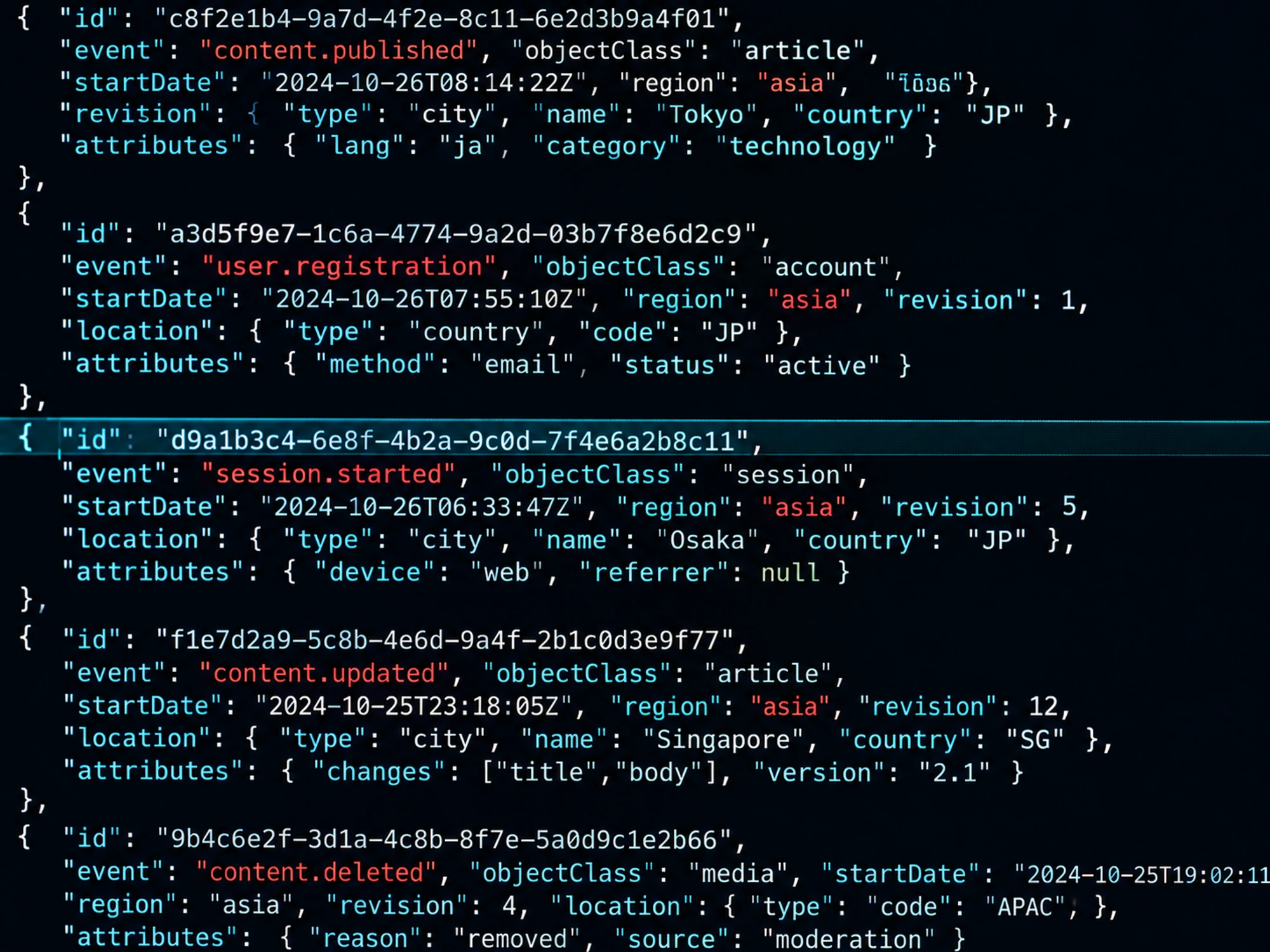 Illustrative structured data records